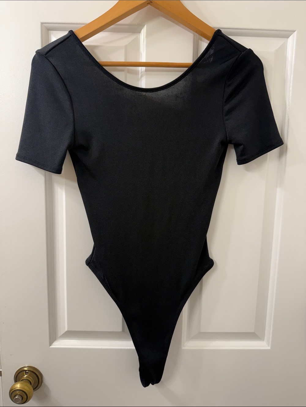 Urban Outfitters Black Short-Sleeve Scoop-Back Bodysuit